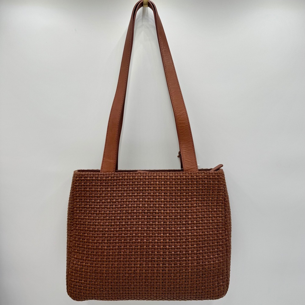 NWT Fossil Constance Shopper Tote Basketweave Shoulder Bag Women Brown Boho Chic - Picture 2 of 16